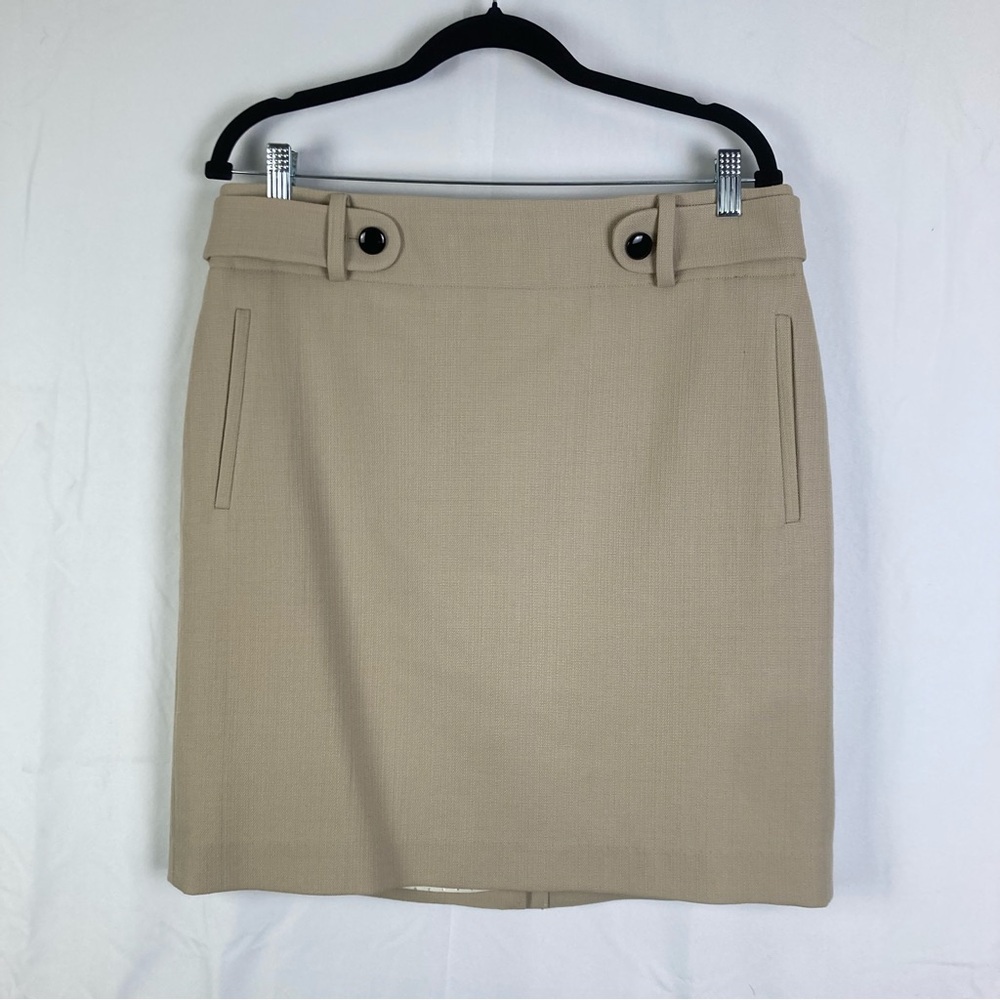 Banana Republic Wool Pencil Skirt Tweed Beige Academia Preppy Lined Short EUC